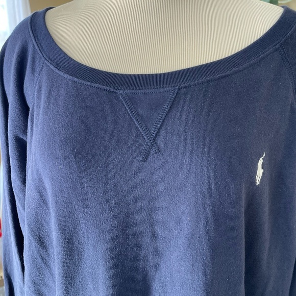 POLO RALPH LAUREN Navy Blue White Oversized Crewneck Sweatshirt Classic Size XL - Picture 3 of 10